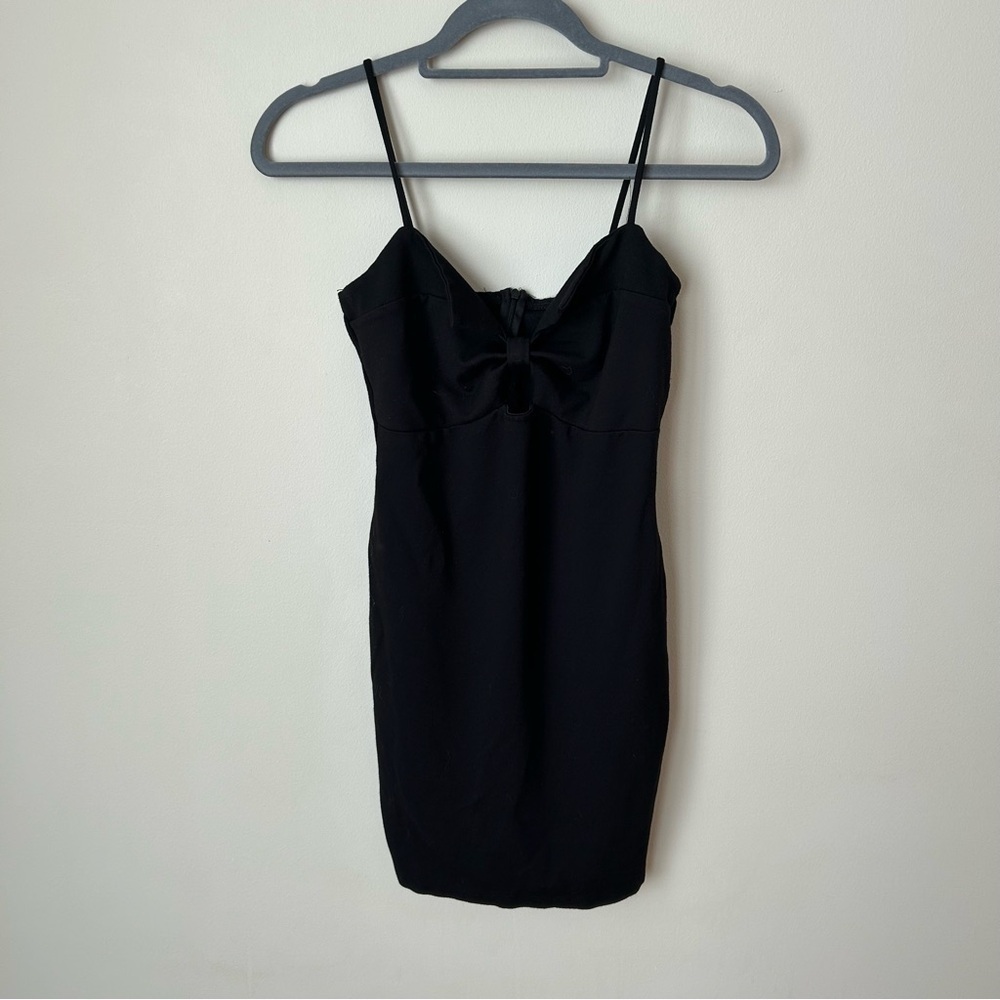 Sabora Women’s Black Spaghetti Strap Sleeveless Cutout Mini Bodycon Dress Small